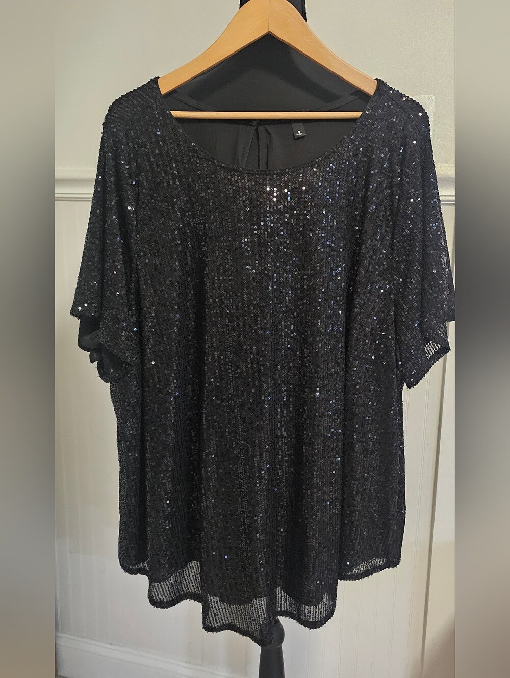 Torrid Black Sequin Short Sleeve Women's Top - Lined - 3 / 3X